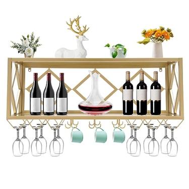 Imagem de Prateleiras penduradas para garrafas, suporte de garrafa montado na parede, rack de garrafa alto simples com divisórias, rack de garrafa de ferro multifuncional para uso doméstico e comercial