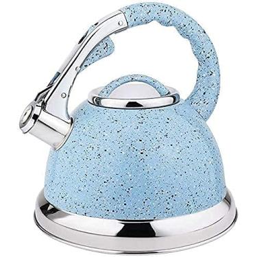 Imagem de Chaleira de fogão, chaleira para fogão, chaleira de acampamento, criatividade, escritório, 3L, acabamento em pedra natural, bule de aço inoxidável, adequado para todos (azul atualizado)