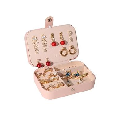 Imagem de Porta-joias caixa de armazenamento portátil pingente pulseira colar caixa de anel brincos brincos brincos camada dupla caixa de joias feminina