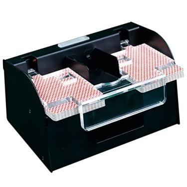 Imagem de GAORUIFENG Baralhador portátil colorido vida totalmente automático embaralhador de cassino alimentado por bateria de dupla finalidade revendedor de cartas para equipamentos de cassino