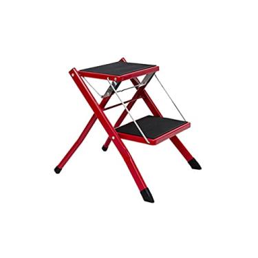 Imagem de Escadas dobráveis com 2 degraus escadas escada dobrável leve com pedal largo não escorregadio, mini escadas de metal resistente para casa escada resistente (cor: 2 peças A) (1 peça C)