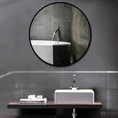 Imagem de Espelho redondo moderno com moldura de metal espelho de banheiro espelho de barbear decorativo para sala de estar ou quarto espelho de maquiagem de entrada