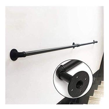 Imagem de Trilho de parede para corrimão de 0,3 m - 6 m - ferro escuro - fácil instalação para escadas internas externas varanda deck trilho de mão (tamanho: 3,7 m)