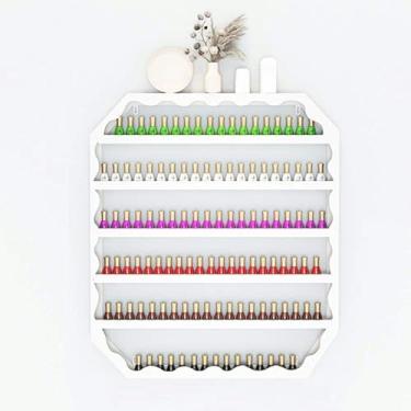 Imagem de Prateleiras de armazenamento de esmalte montadas na parede, rack de exibição de esmalte de unha de 5 camadas, rack de exibição de frasco de esmalte simples para salão de unhas, prateleira de perfume