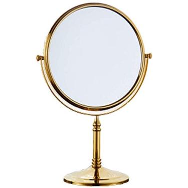 Imagem de Espelho de maquiagem, espelho de maquiagem dupla face - espelho de maquiagem com ampliação 3X/rotação 360 espelho redondo de cobre para vestir (cor: ouro antigo) (ouro)
