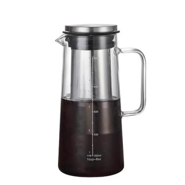 Imagem de SYXLTSH Máquina de café Cold Brew Vidro borossilicato com filtro de aço inoxidável 304, infusor de chá, jarro gelado para cozinha, com bico de cozinha gelada (1,0 L))
