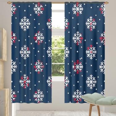 Imagem de 2 conjuntos de painéis de cortinas transparentes azuis de floco de neve, cortinas transparentes arejadas com filtro leve, painéis de cortina de porta para janela para sala de estar, quarto, jantar