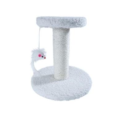 Imagem de Arranhador Para Gato Poste Sisal Com Brinquedo Duplo Mini De Mesa Nicho (BEGE)