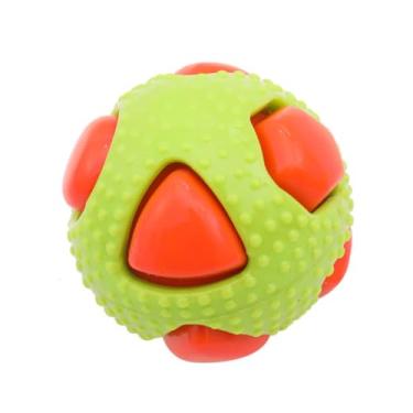 Imagem de Brinquedo Bola Interativa Pets Pinos Coloridos Som Cão Gato Laranja/Verde Limão