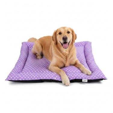 Imagem de Cama Pet Extra Grande para Cães, Retangular, 70x90cm, Lavável e Impermeável, 100% Algodão, Enchimento em Flocos de Espuma, Lilás, Estampa Animal