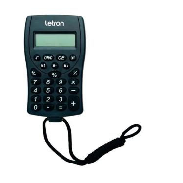 Imagem de Calculadora Preta Portátil Com Cordinha 8 Dígitos - Letron