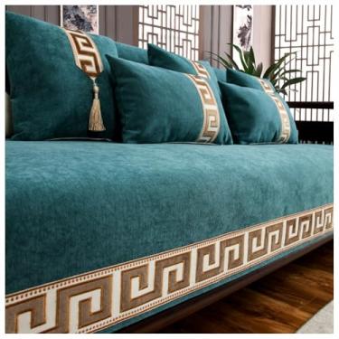 Imagem de SPXMQSS Capa para sofá, capa de sofá seccional, macia de chenille, 1/2/3/4 lugares, antiderrapante, capa de sofá de canto, protetor de móveis C 110 x 110 cm