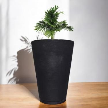 Imagem de Vaso Planta Flor Decorativo Jardim Polietileno Coluna Redonda 49x35 (Preto)