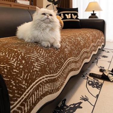 Imagem de HGTRH Capa de sofá em forma de L com espreguiçadeira, capas de sofá 3 lugares em forma de L, lavável e antiderrapante, café 110 x 110