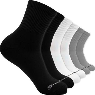 Imagem de Kit 6 Pares Meias Zhamaro Cano Médio Algodão Atoalhada Masculina Femin