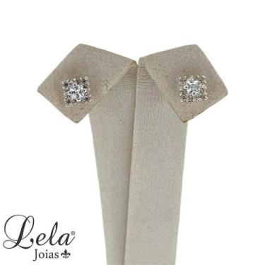 Imagem de Brinco quadrado cravejado prata 925 - LELA JOIAS