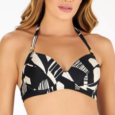 Imagem de Top com Bojo e Recorte Estampado Calcário Abstrato - Banho de Mar, Pre