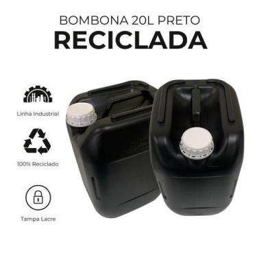 Imagem de Bombona Preta Reciclada Com Tampa Rosqueável Grande - 2 Pçs - Nastripa