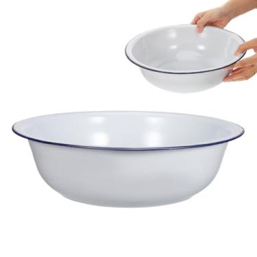 Imagem de Healeved Bacia de esmalte vintage, balde de pés para imersão dos pés, lavatório de lavanderia, balde de imersão para pés, banheira para lavar os pés