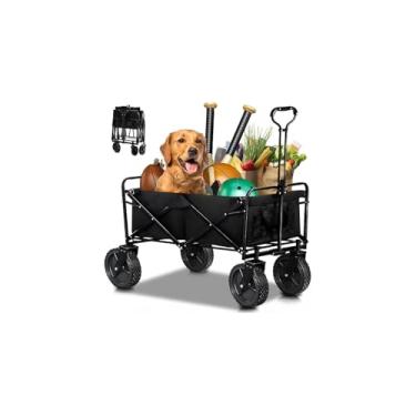 Imagem de Carrinho Dobrável com Capacidade de 80 kg, Bege, Estrutura em Aço com Pintura Epóxi, Tecido Oxford 600D, Rodas 12 cm, Inclui Bolsa de Transporte