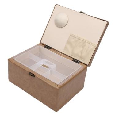 Imagem de GLOGLOW Cesta de Costura, Caixa de Armazenamento de Kit de Costura Com Bandeja Removível, Acessórios de Costura, Incluindo Linhas, Tesoura, Rasgador de Costura, Dedal, Linha de Agulha,