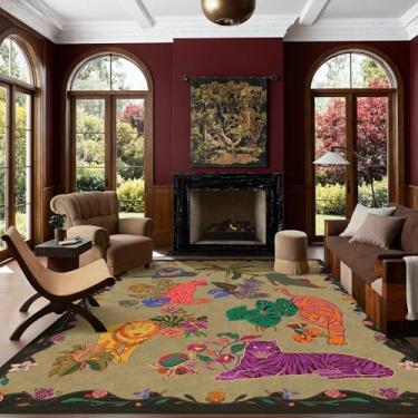 Imagem de Kokia Tapetes de área de estampa de animais neutros de 22 x 30,5 cm, estampa de leopardo, tigre e guepardo, lavável na máquina, fácil de limpar, para sala de estar, quarto, sala de jogos, escritório