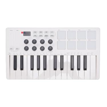 Imagem de Diydeg Controlador de Teclado MIDI USB, 25 Teclas, 8 Botões, Controlador MIDI Portátil Com 8 Almofadas de Bateria Retroiluminadas, Teclado Bluetooth para Gravação de Computador,