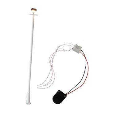 Imagem de simhoa Acessórios em miniatura para maquete ferroviária: iluminação de praça, escala 1:87, poste de luz branco para fotografia, Branco Quente