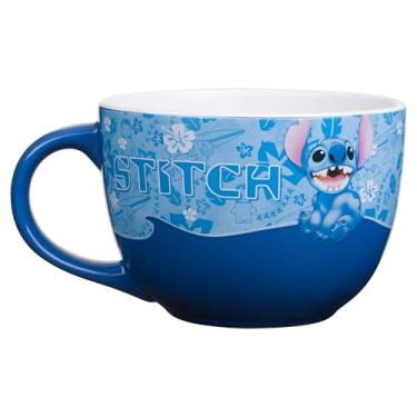 Imagem de Silver Buffalo Lilo and Stitch Caneca de sopa de cerâmica estilo ondulado, 680 g