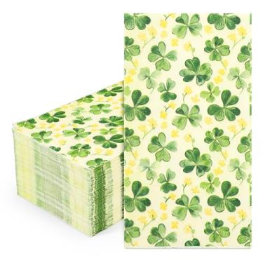 Imagem de AnyDesign Guardanapos de papel para convidados do dia de São Patrício, toalhas de mão descartáveis florais trevo da sorte para festa irlandesa, férias, cozinha, banheiro, artigos de mesa de jantar, 50