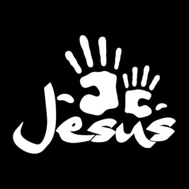 Imagem de Adesivo Mãos de Jesus Cristo religioso Cristão Evangélico para parede, carro, notebook e outros (BRANCO, 70x50,9cm)