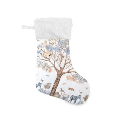 Imagem de xigua Meia de Natal de árvore de animal personalizada grande meia de doces para pendurar presente de Natal para decoração de festa de férias em família, decoração de lareira