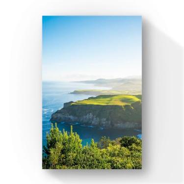 Imagem de quadro costa verde Decorativo de Paisagem Costeira, Fotografia do Litoral, Penhascos e Mar, 90x60 cm