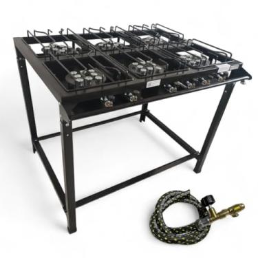 Imagem de Fogão Industrial Completo 6 Bocas Alta Pressão – Mangueira, Registro e Estrutura Reforçada