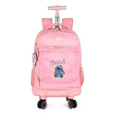 Imagem de Mochila Stitch Rodinhas 360° Luxcel 2 Em 1 Rosa Stitch