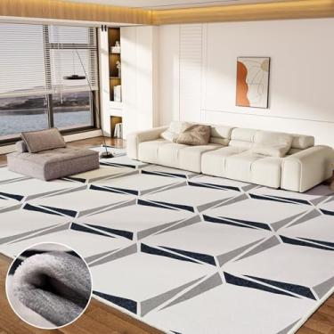 Imagem de GEMBED Tapete lavável 20 x 25 cm - 0,4 polegadas de espessura, macio, antiderrapante, geométrico, moderno, dobrável, lavável à máquina, tapete para sala de estar, quarto, escritório em casa - cinza,