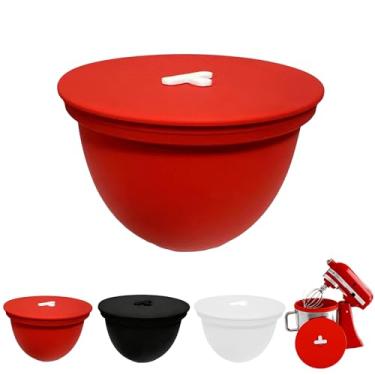 Imagem de JDL LUCKY LIFE Forros de tigela de silicone para acessórios e acessórios para batedeira KitchenAid 5QT - tampa de tigela com válvula de ar - reutilizável e lavável na lava-louças (vermelho)