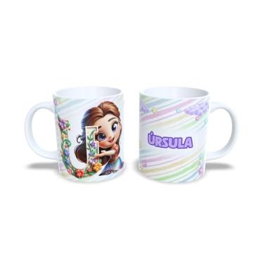 Imagem de Caneca de Cerâmica Personalizada com Alfabeto de Princesas, Nome Alice, 325ml, Design Colorido com Flores (u)