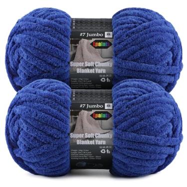 Imagem de Fio de chenille grosso para crochê e tricô – pacote com 2 fios jumbo super macios – 20 cores vibrantes – 200 g no total, 76,4 jardas – Ideal para cobertores de bebê, amigurumi e artesanato (azul