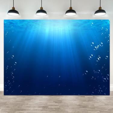 Imagem de ASDCXZ 3 x 2,4 m fundo subaquático do oceano azul com raios de sol e bolhas debaixo do mar fundo fotográfico para crianças aniversário chá de bebê festa cabine de fotos adereço litoral mundo submarino