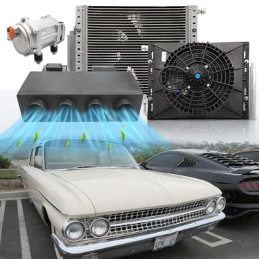 Imagem de Sistema universal de kit A/C de 12 volts, ar condicionado sob o painel de 12 V, unidade elétrica de 12 V CC Underdash AC 10.000 BTU resfriamento rápido de baixo ruído para van, trailer, automotivo