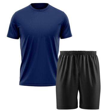 Imagem de Kit Calção Short Futebol Basquete Preto + Camiseta Manga Curta Masculina-Masculino