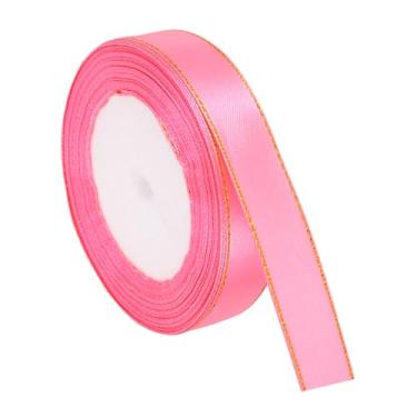 Imagem de PATIKIL Fita de cetim com borda dourada, fita de cetim de poliéster dupla face para embrulho de presente, buquês de flores, laços de cabelo, projetos de costura, rosa pêssego