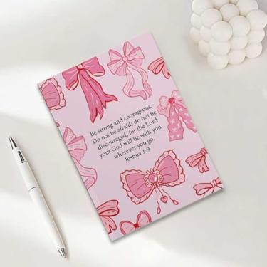Imagem de Caderno com laço rosa, caderno A5 para anotações de escritório, agenda de 21 x 14,7 cm, agenda de viagem, 18