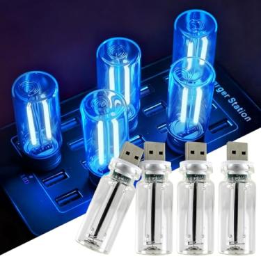Imagem de 4 peças de luzes USB para carro, mini garrafa de vidro retrô regulável ao toque, luz noturna ambiente de LED para interior de veículos, quarto, corredor, acampamento, decoração de férias e festas