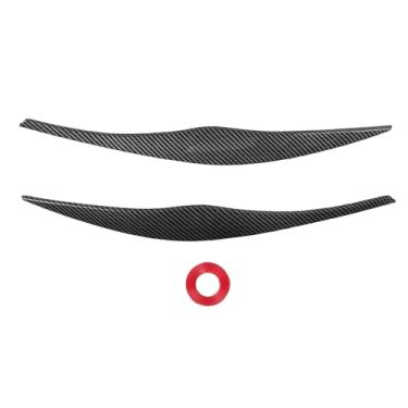 Imagem de aqxreight Farol Pálpebra Capa Guarnição Sobrancelhas para Série 3 E90 E91 2005-2012 Padrão de Fibra de Carbono Auto Adesivo Sem Instalação de Broca