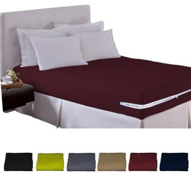 Imagem de Capa de Colchão Solteiro com Zíper Tecido Malha Arte Cazza (Vinho, Queen)