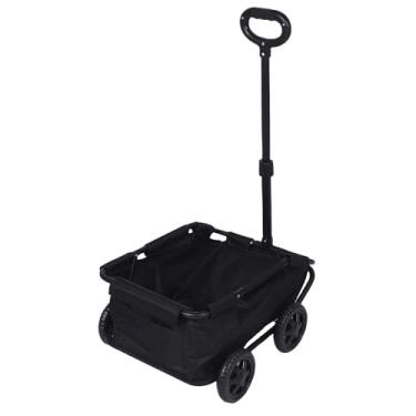 Imagem de Serounder Carrinho de Estimação Dobrável Portátil Com 4 Rodas para Compras de Supermercado, Uso Diário, Fácil de Empurrar e Puxar, Material de Pano Oxford (Preto)