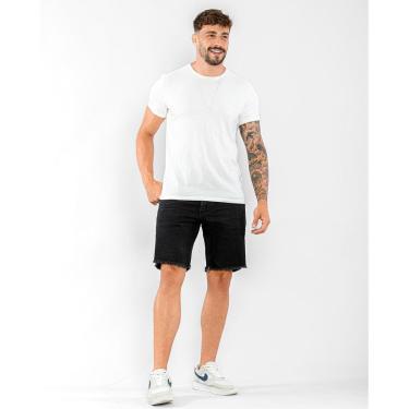 Imagem de BERMUDA JEANS MASCULINA PRETA COM BARRA DESFIADA-Feminino