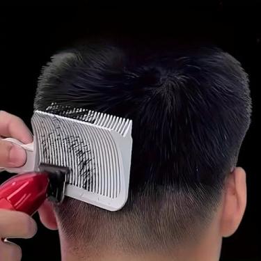 Imagem de Pente de cabelo masculino profissional estilo longo alça antiderrapante para barbeiros corte preciso estilo reto salão doméstico todos os dias, cinza